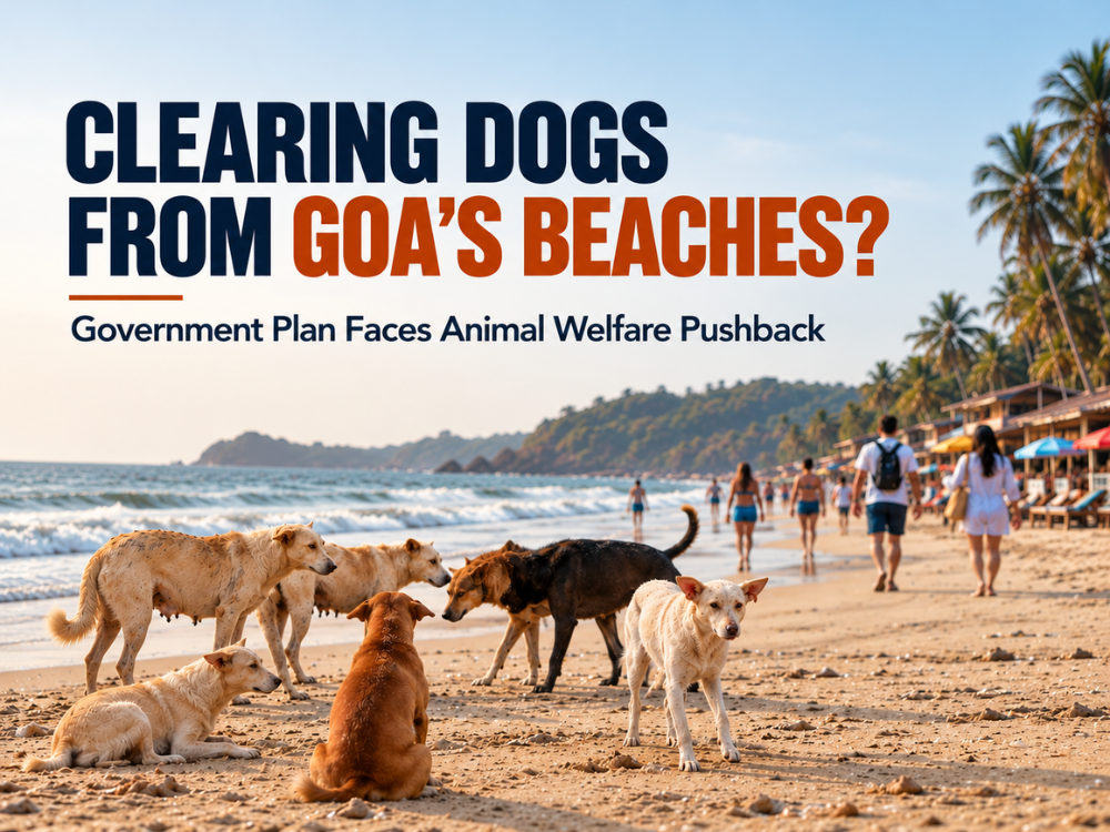 Cleaning dogs from Goa's beach