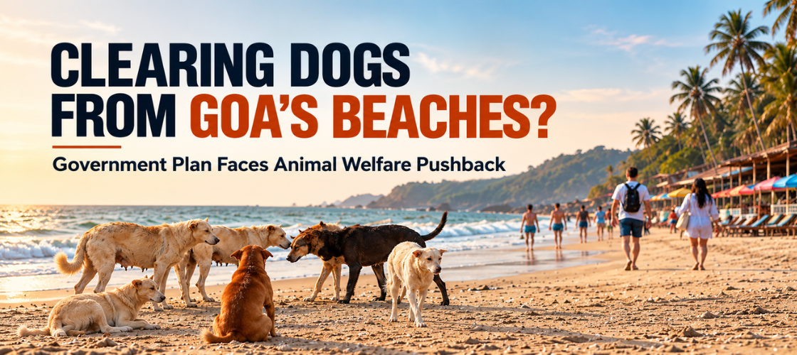 Cleaning dogs from Goa's beach